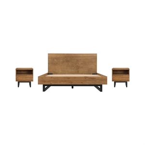 Armen Living Aldo 3-Piece Modern Wood Platform Bedroom Set in Brown/Black