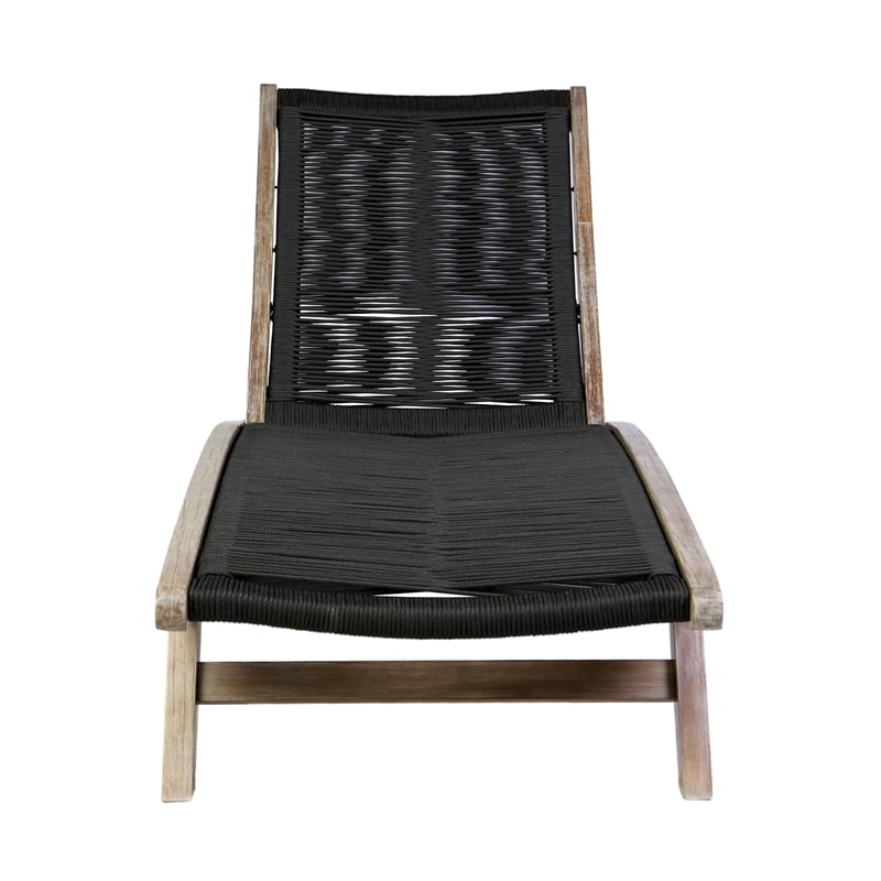Chateau Adjustable Chaise Lounge Chair in Eucalyptus Wood and Charcoal Rope