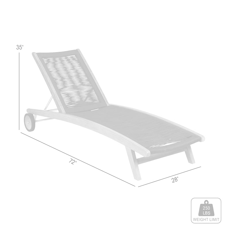 Chateau Adjustable Chaise Lounge Chair in Eucalyptus Wood and Charcoal Rope