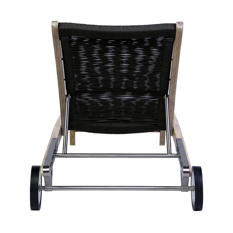 Chateau Adjustable Chaise Lounge Chair in Eucalyptus Wood and Charcoal Rope