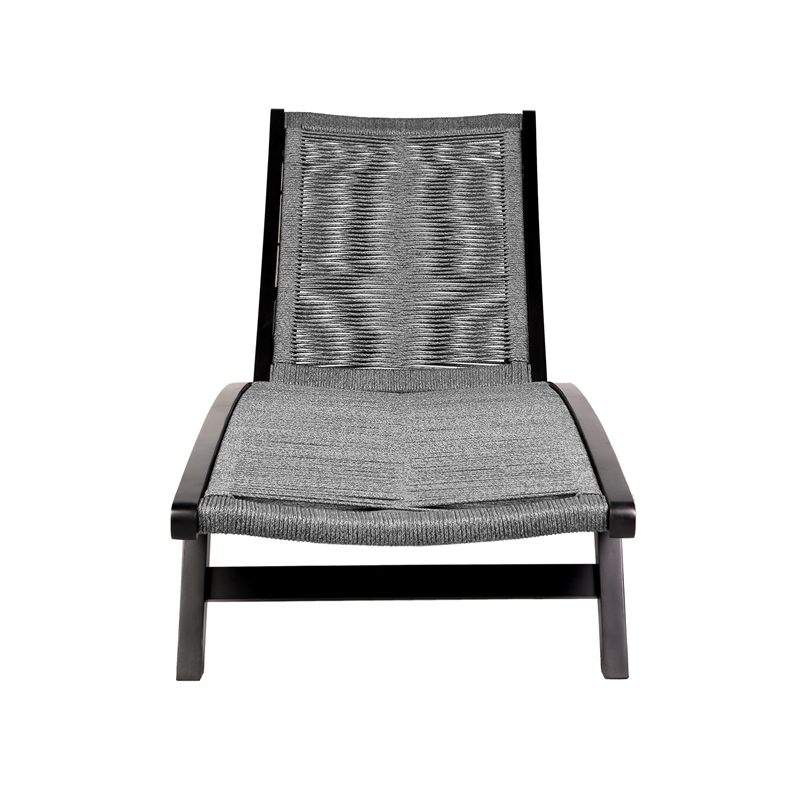 Chateau Patio Adjustable Chaise Lounge Chair in Eucalyptus Wood and Gray Rope