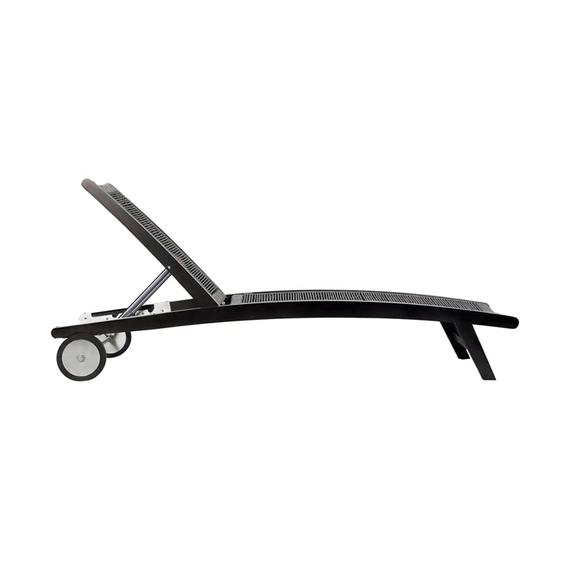 Chateau Patio Adjustable Chaise Lounge Chair in Eucalyptus Wood and Gray Rope