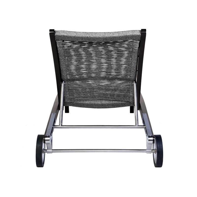 Chateau Patio Adjustable Chaise Lounge Chair in Eucalyptus Wood and Gray Rope
