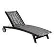 Chateau Patio Adjustable Chaise Lounge Chair in Eucalyptus Wood and Gray Rope