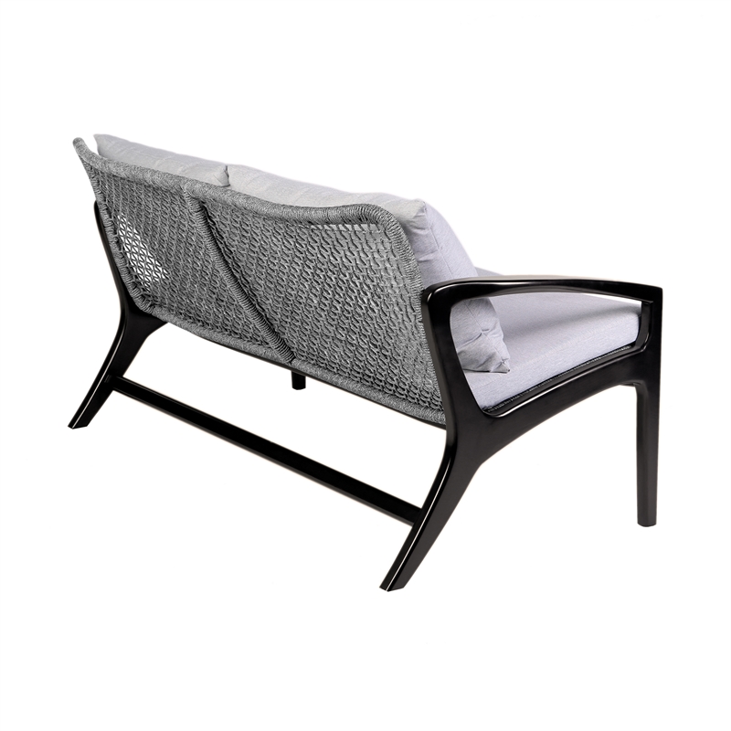 Armen Living Brighton 4-Piece Modern Wood & Fabric Outdoor Set in Gray/Black