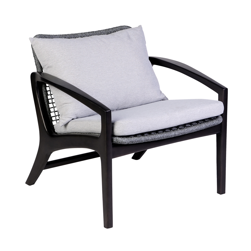Armen Living Brighton 4-Piece Modern Wood & Fabric Outdoor Set in Gray/Black