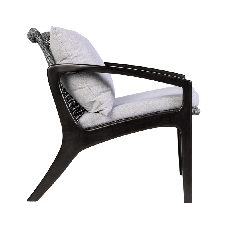 Armen Living Brighton 4-Piece Modern Wood & Fabric Outdoor Set in Gray/Black