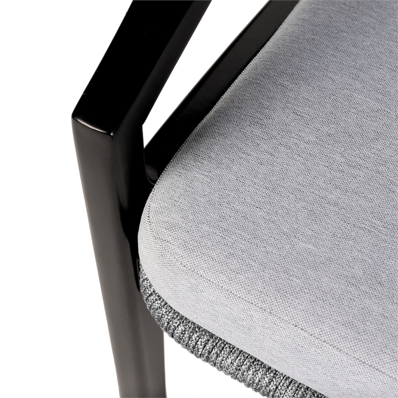 Armen Living Brighton 4-Piece Modern Wood & Fabric Outdoor Set in Gray/Black