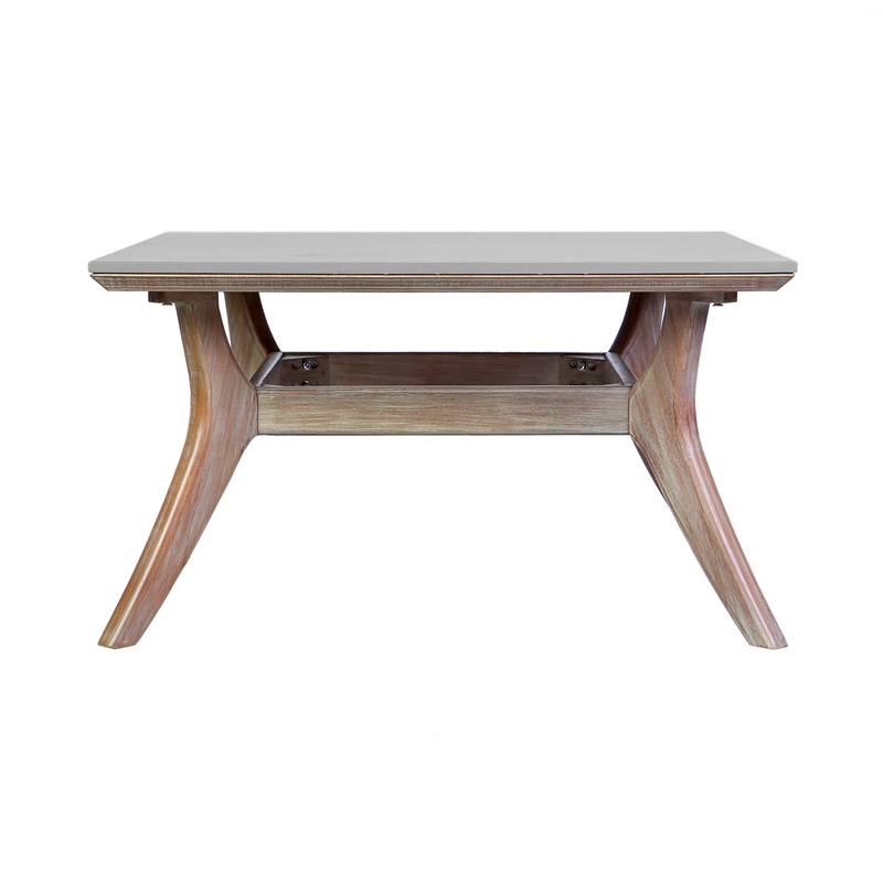 Armen Living Brighton 4-Piece Modern Wood/Fabric Outdoor Set in Natural/Charcoal