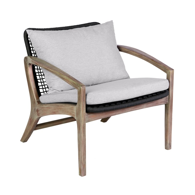 Armen Living Brighton 4-Piece Modern Wood/Fabric Outdoor Set in Natural/Charcoal