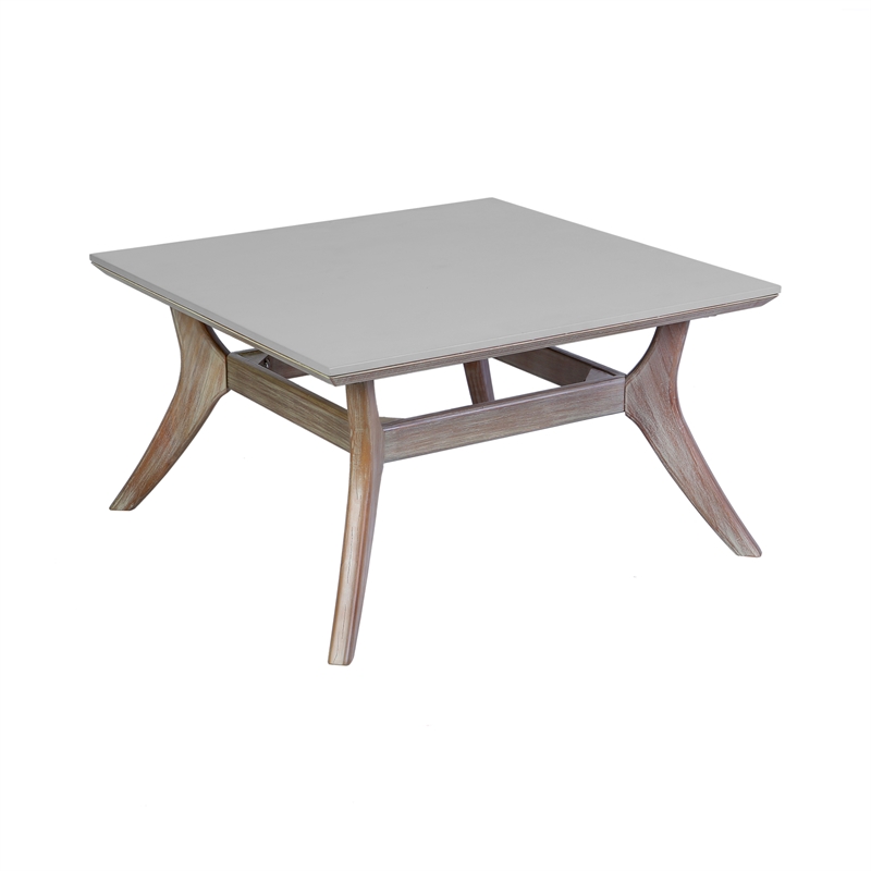 Armen Living Brighton 4-Piece Modern Wood/Fabric Outdoor Set in Natural/Charcoal