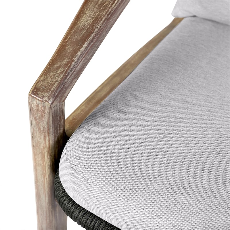 Armen Living Brighton 4-Piece Modern Wood/Fabric Outdoor Set in Natural/Charcoal