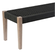 Armen Living Camino Fabric/Wood Indoor Outdoor Dining Bench in Charcoal/Natural