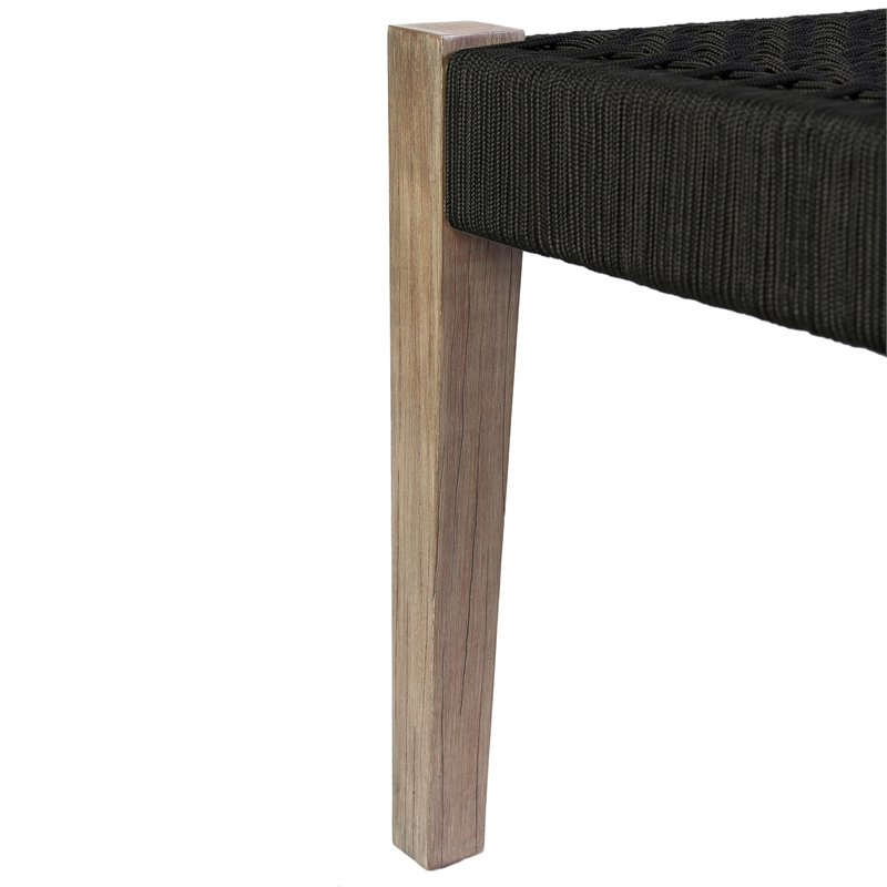 Armen Living Camino Fabric/Wood Indoor Outdoor Dining Bench in Charcoal/Natural