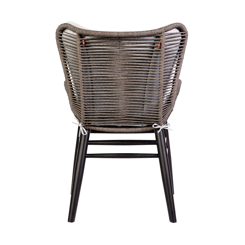 Armen Living Fanny Outdoor Fabric/Wood Dining Chair in Truffle Gray/Black