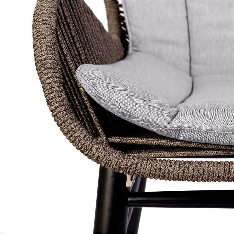 Armen Living Fanny Outdoor Fabric/Wood Dining Chair in Truffle Gray/Black