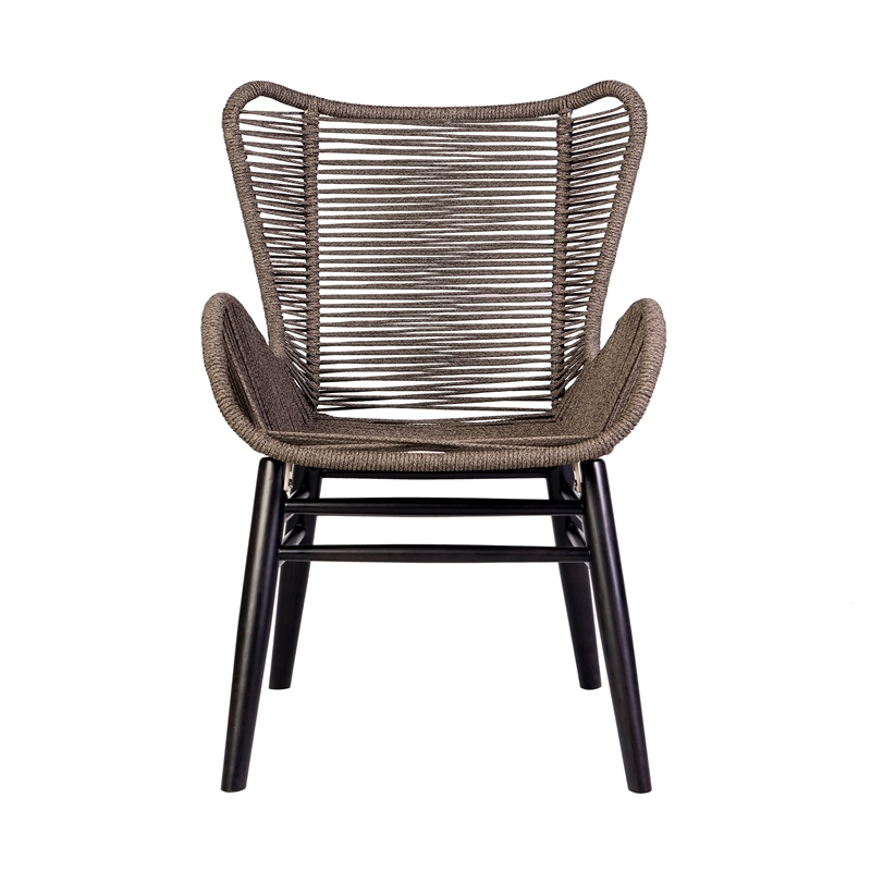 Armen Living Fanny Outdoor Fabric/Wood Dining Chair in Truffle Gray/Black