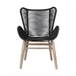 Armen Living Fanny Wood & Rope Outdoor Dining Chair in Natural/Charcoal
