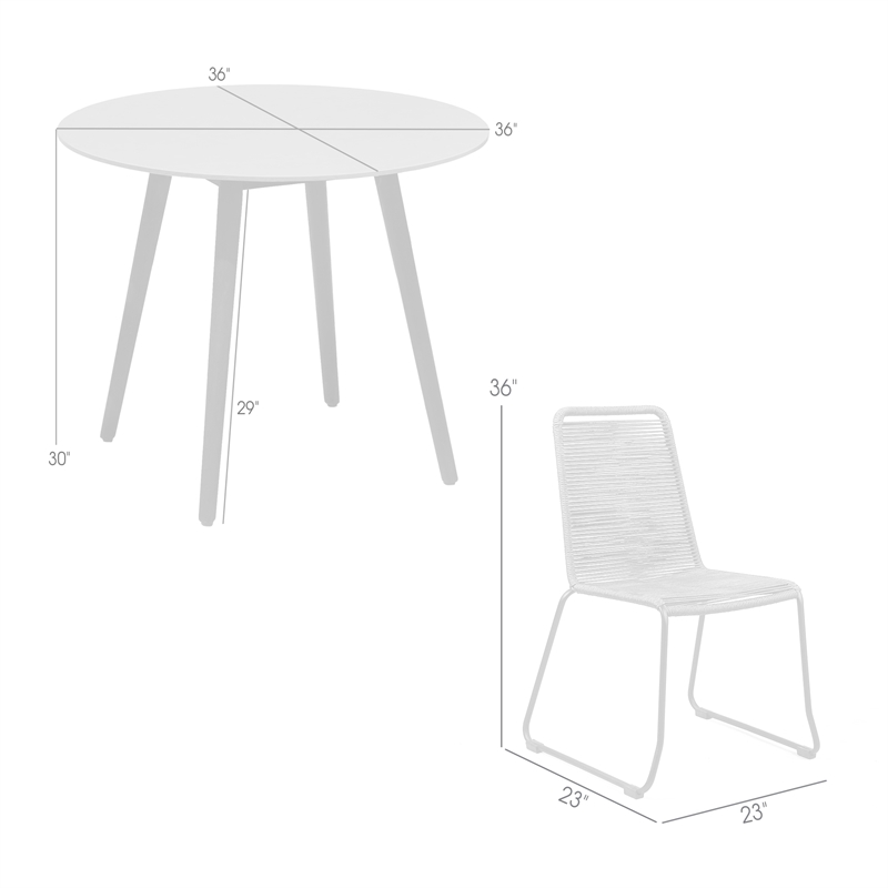 Armen Living Sydney Shasta 3PC Outdoor Fabric & Stone Dining Set in Black/Gray