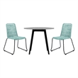 Armen Living Sydney Shasta 3PC Outdoor Fabric/Wood Dining Set in Black/Green