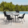 Sydney/Clip Patio 5 Piece Dining Set in Black Rope with Black Eucalyptus Wood
