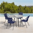 Sydney and Clip Patio 5 Piece Dining Set in Blue Rope with Black Eucalyptus Wood