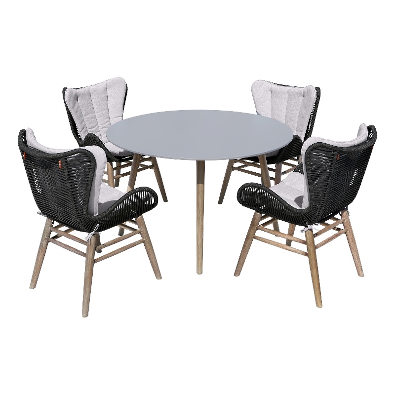 Sydney and Fanny 5 Piece Outdoor Patio Dining Set in Light Eucalyptus Wood