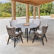 Sydney Outdoor Patio Round Dining Table in Dark Eucalyptus and Gray Stone
