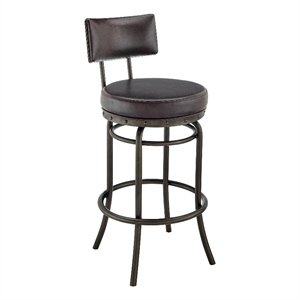 Armen Living Rees 30&quot Modern Faux Leather Swivel Bar Stool in Mocha/Brown