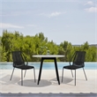 Armen Living Sydney Clip 3-Piece Outdoor Fabric & Stone Dining Set in Black/Gray