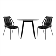 Armen Living Sydney Clip 3-Piece Outdoor Fabric & Stone Dining Set in Black/Gray