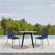 Armen Living Sydney Clip Outdoor 3-Piece Fabric/Wood Dining Set in Black/Blue