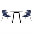 Armen Living Sydney Clip Outdoor 3-Piece Fabric/Wood Dining Set in Black/Blue