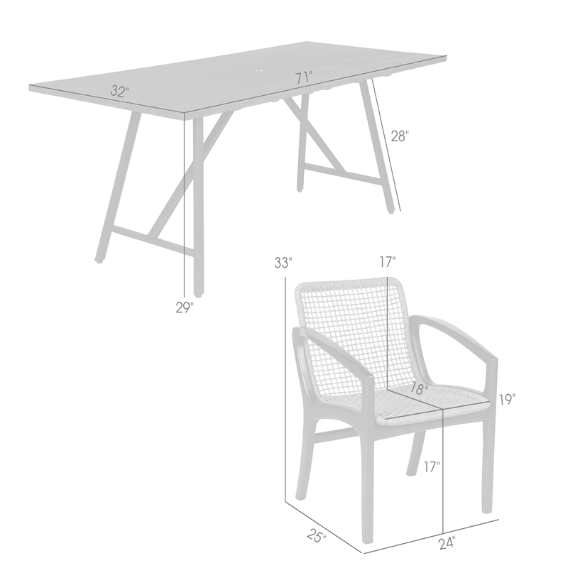 Armen Living Koala Brighton 5-Piece Wood Outdoor Dining Set in Gray/Black