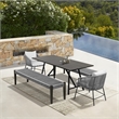 Armen Living Koala Calica Camino 5-Piece Outdoor Wood Dining Set in Gray/Black