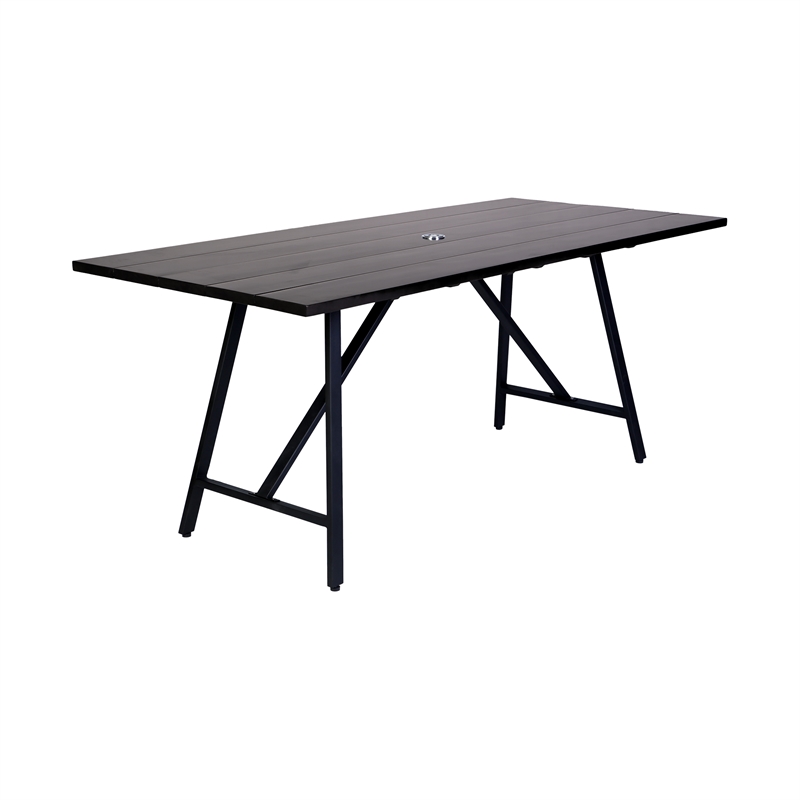Armen Living Koala Calica Camino 5-Piece Outdoor Wood Dining Set in Gray/Black
