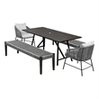 Armen Living Koala Calica Camino 5-Piece Outdoor Wood Dining Set in Gray/Black