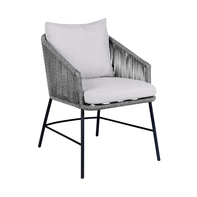 Armen Living Koala Calica Camino 6-Piece Outdoor Wood Dining Set in Gray/Black