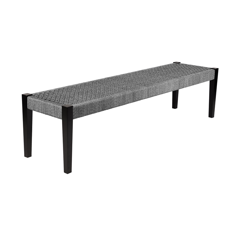 Armen Living Koala Calica Camino 6-Piece Outdoor Wood Dining Set in Gray/Black