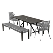 Armen Living Koala Clip Camino 5-Piece Outdoor Wood Dining Set in Gray/Black