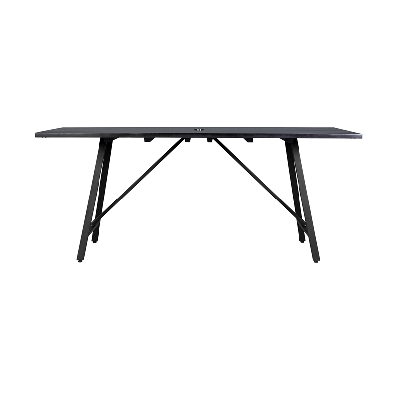 Armen Living Koala Clip Camino 6-Piece Outdoor Wood Dining Set in Gray/Black
