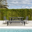 Armen Living Koala Shasta Camino 5-Piece Outdoor Wood Dining Set in Gray/Black