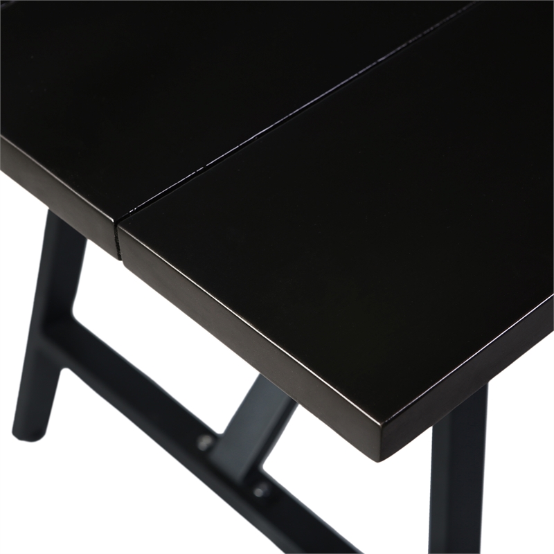 Armen Living Koala Shasta Camino 5-Piece Outdoor Wood Dining Set in Gray/Black