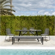 Armen Living Koala Shasta Camino 6-Piece Outdoor Wood Dining Set in Gray/Black