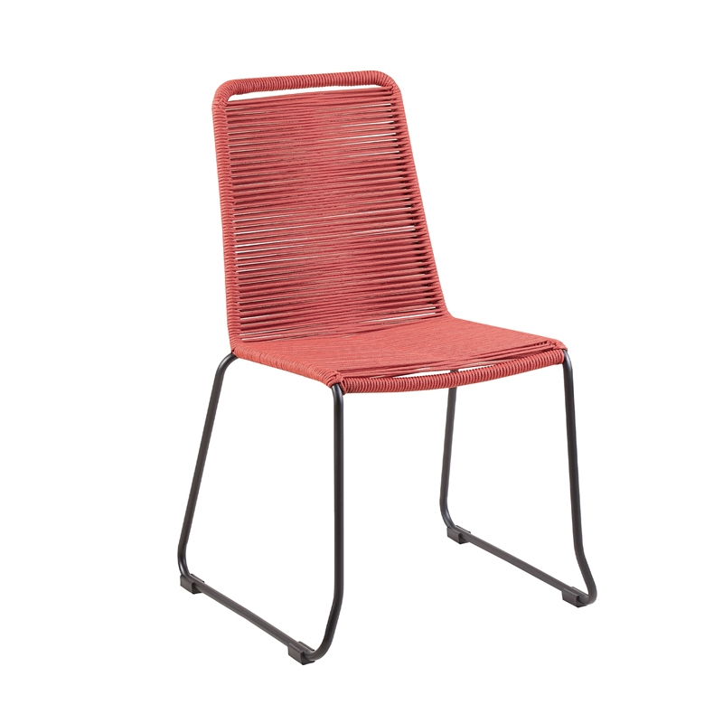 Armen Living Koala Shasta 5-Piece Wood Outdoor Dining Set in Brick/Natural