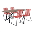 Armen Living Koala Shasta 5-Piece Wood Outdoor Dining Set in Brick/Natural