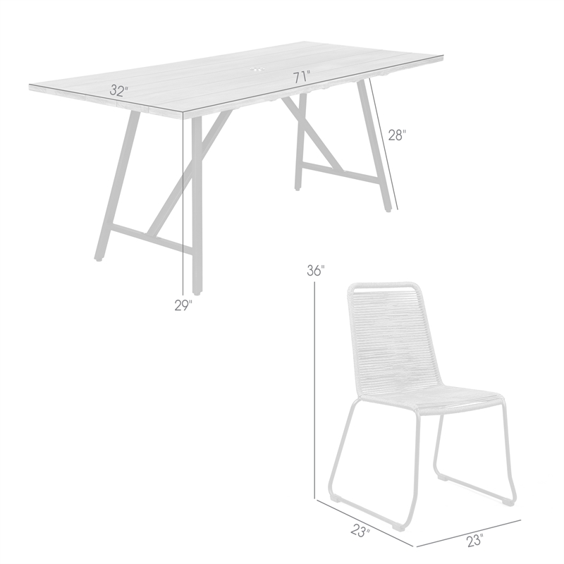 Armen Living Koala Shasta 5-Piece Wood Outdoor Dining Set in Tangerine/Natural