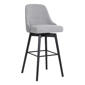 Armen Living Sicily 26&quot Modern Fabric & Wood Swivel Counter Stool in Gray/Black