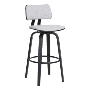 Armen Living Pico 26&quot Modern Fabric & Metal Swivel Counter Stool in Gray/Black
