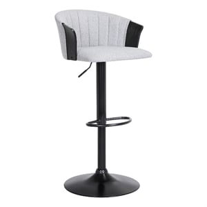 Armen Living Lydia 24-33&quot Upholstered Fabric & Metal Bar Stool in Gray/Black